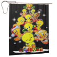 thumbnail image 2 of Cortina de ducha Tweetybird con dibujos animados, cortinas de ducha para baño con 12 ganchos, impermeable, lavable, poliéster, juego de decoración para el baño, 60 x 72 pulgadas, hierro, 2 of 8