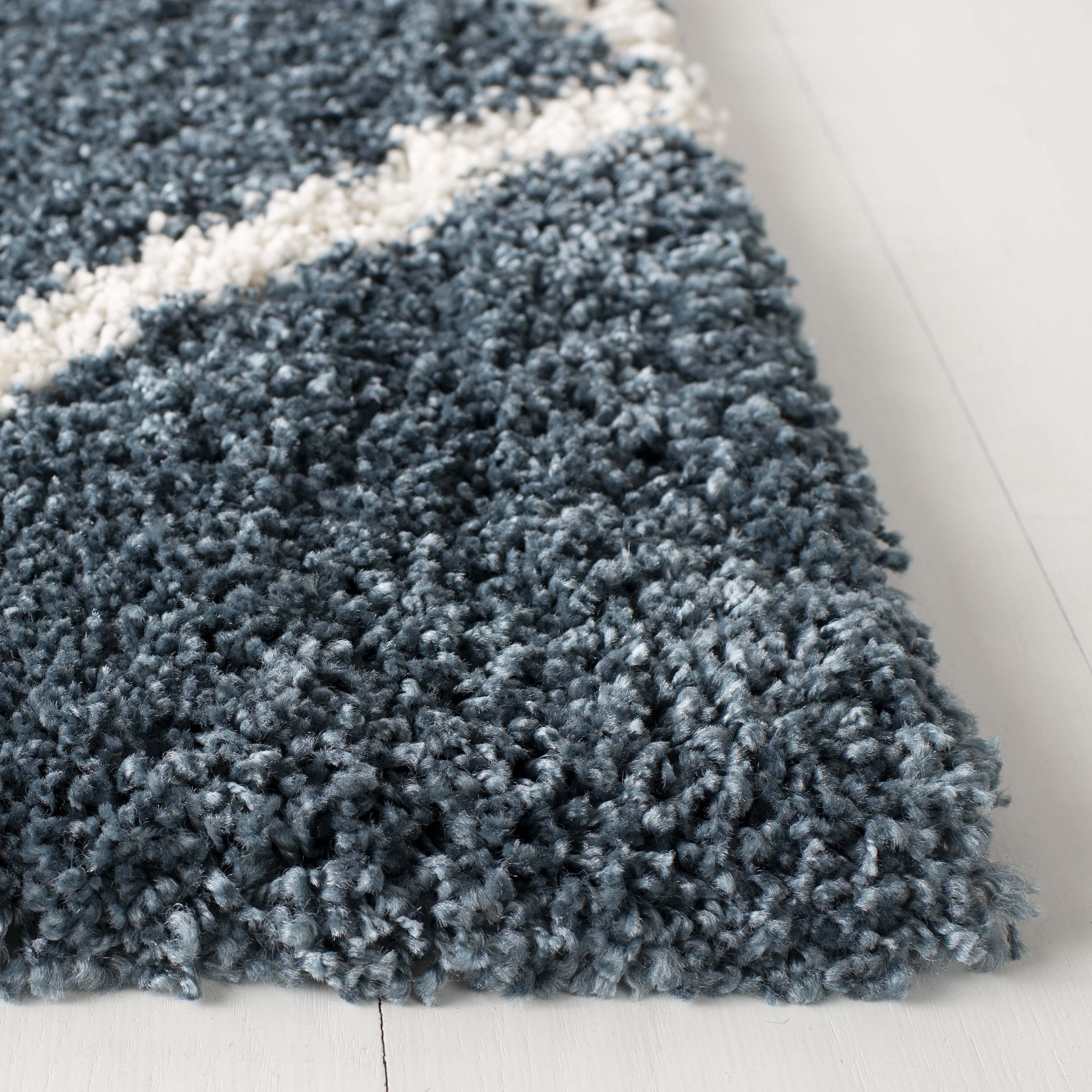 Safavieh Hudson Amias Geometric Shag Area Rug, Slate Blue/Ivory, 4' x 4' Square