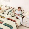 thumbnail image 3 of Castle Fairy Cartoon Vintage Train Queen Sheet Sets 4 Pieces for Kids, Retro Railroad Print Bed Set for Nursery, Green Red, 3 of 6