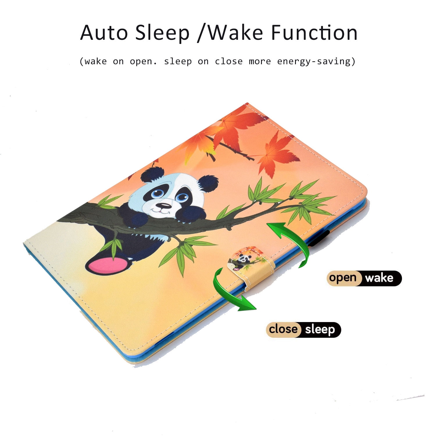 Allytech iPad 10.2" Case Cover with Pencil Holder, PU Leather Slim Shell Flip Multi Angle Stand Auto Sleep Wake Shockproof Full Protection TPU Back Cover for Apple iPad 10.2" 2019, Panda