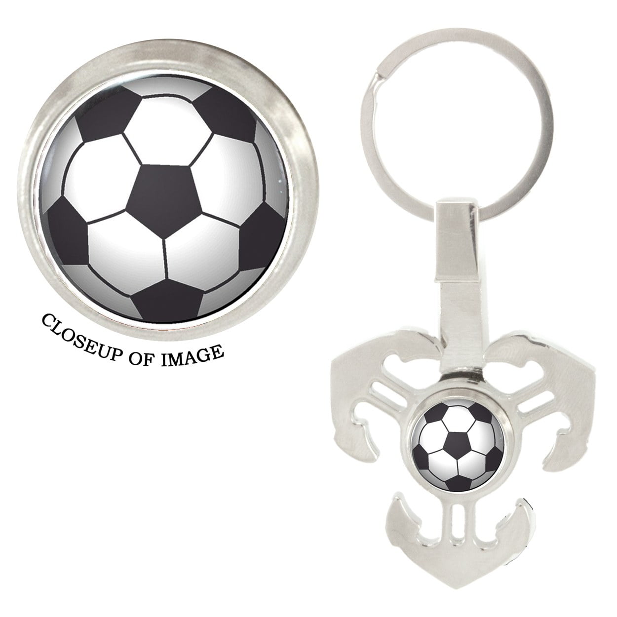 A Soccer Ball Fidget Spinner Keychain