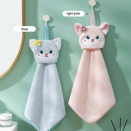 

Cartoon Bell Fox Wipe Hand Towel Bathroom Hanging Absorbent Towel Kitchen Bathroom Dual Purpose Square Towel Pack of 2