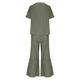 thumbnail image 6 of Women's Pajama Set Under $15 Short Sleeve Long Pants Spring/Summer Round Neck Casual Solid Color Cotton/Linen Short Sleeve Pants Suit, 6 of 7