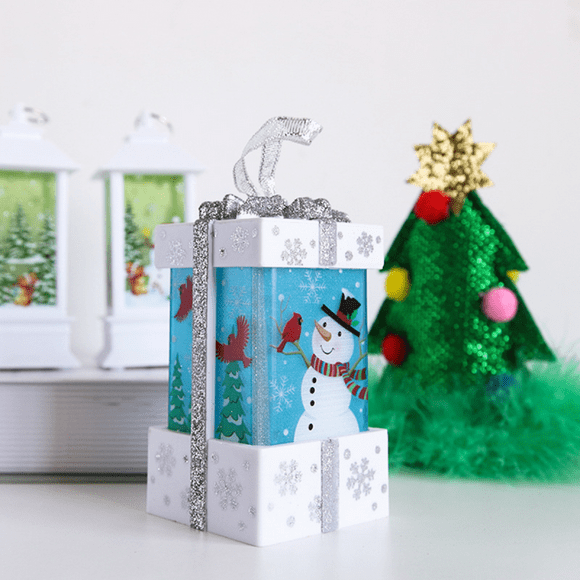 Christmas Lanterns, Vintage Xmas Candle with LED Snowman Lantern for Christmas Holiday Table Decorations