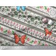 thumbnail image 2 of Soimoi Tissu Viscose Georgette Vert Patchwork Floral et Insecte Tissu Imprimé 1 Yard 42 Inch Wide, 2 of 3