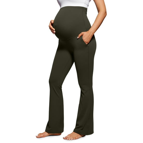 CRZ YOGA Women Butterluxe Maternity Flare Leggings with Pockets 31 Inches Pants