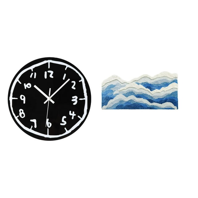 Reloj de pared silencioso, decorativo, moderno, acrílico, con números de , manecillas de metal engrosadas, alfombra ondulada con flocado, antid