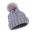 thumbnail image 2 of Awdenio Beanies Hats Mom And Baby Rhinestone Knitting Wool Hemming Hat Keep Warm Winter Ball Hat Cap, 2 of 4