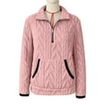 thumbnail image 4 of 1/2 Zipper Fleece Jackets for Women, Lightweight Pullover Tops with Pockets, Winter Casual Outer Sweaters, 4 of 5
