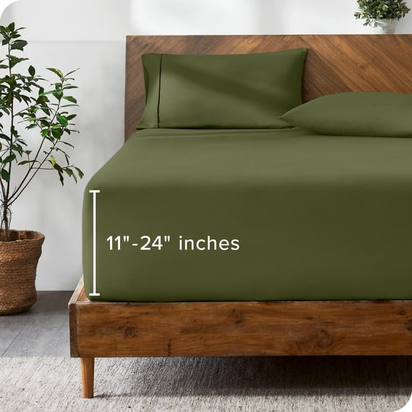 Bare Home Twin Extra Long Fitted Sheet - Extra Deep Pocket Fitted Sheet - Premium 1800 Microfiber - Ultra-Soft Wrinkle Free - Deep Pocket Fitted Bottom Sheets (Twin XL,11"" to 24"" Pocket, Cypress)
