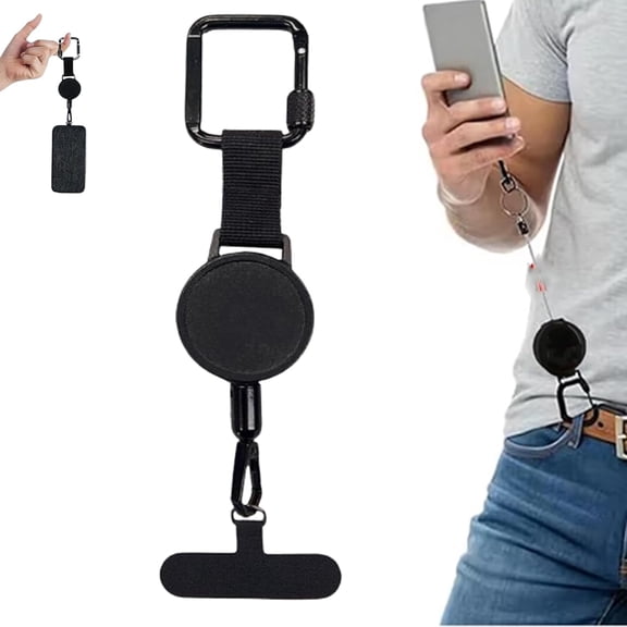 Outdoor Anti-Theft Retractable Phone Lanyard, Retractable Steel-Cable Phone Holder with Carabiner, Anti-Drop Keychain Tether for Travel, Hiking, Skiing & Daily Use