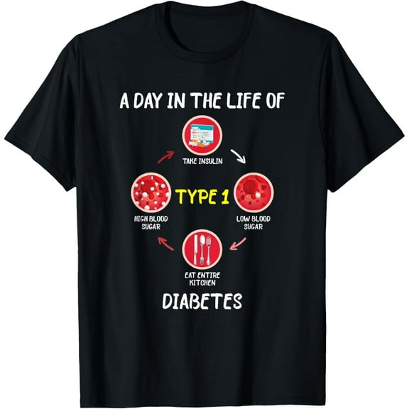 t-shirt A Day In The Life of Type 1 Diabetes Awareness Diabetic Gift T-Shirt.