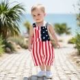 thumbnail image 3 of BemeyourBBs Toddler Baby Boy Girl 4th of July Outfit Patriot Independence Day Rompor Overalls American Flag Jumpsuit Star Stripe Print Suspender Pants Bib Overalls Summer Fourth of July Clothes, 3 of 9