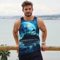 thumbnail image 6 of Cauagu Hawaiian Beach Pirate Moon Print Men's Sleeveless Muscle Shirts,Tank Tops Quick Dry Workout Tank Top Gym Muscle Tee Fitness Bodybuilding T Shirt for Men-Small, 6 of 7