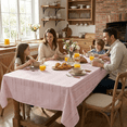 thumbnail image 3 of Sm:)e Fabric Openwork Farmhouse Style Linen Tablecloth 60x104 Inch, Yarn-Dyed Woven Table Cover for Dining Decor, Rectangle, Pink, 3 of 6