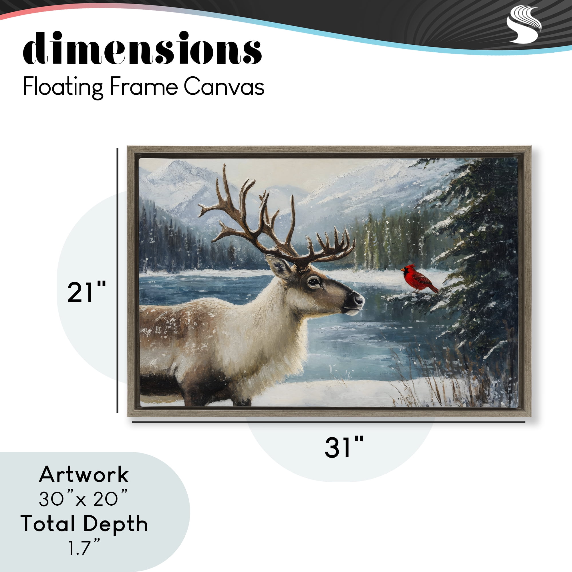 Christmas Conversation In Wild Brown Framed Floater Canvas Wall Art, design by Petal Prints Design