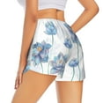thumbnail image 4 of Picia Pale Blue Lotus Flowers Pattern Women's 2 in 1 Athletic Running Shorts High Waisted Workout Casual Gym Sweat Shorts with Comfy Liner Zipper Pockets-Small, 4 of 9