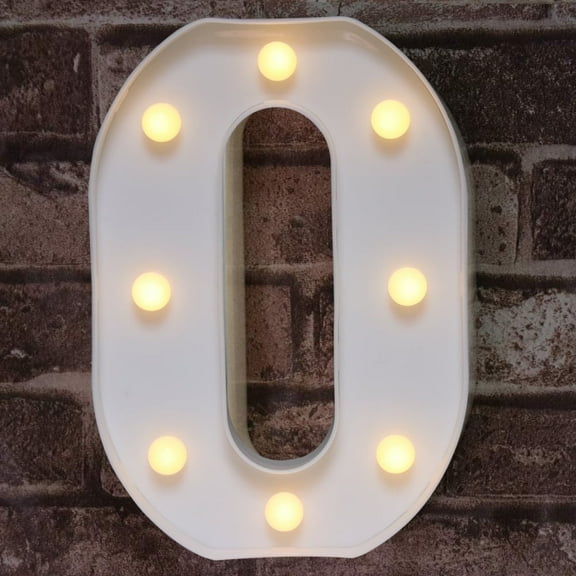 Pooqla LED Light up Number Letters, White Plastic Marquee Number Lights Sign Party Wedding, Bar, Night Light, Room, Birthday Decoration, Number 0