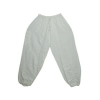 Mogul Bohemian Boho Chic Solid White Yoga Pants Cotton Comfy Loose Casual Pant