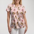 thumbnail image 4 of HCNTES Womens Animals Printed Nurse Uniforms Scrub Tops for Women, Short Sleeve V Neck Scrub Shirt with Pockets(Light Pink,XL), 4 of 8