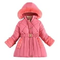 thumbnail image 2 of Esaierr 3-12T Kids Girls Fleece Lined Jacket Winter Outerwear Hooded Baby OutWear Mid-Length Cute Little Girls Warm Hooded Lightweight Jacket Coat, 2 of 8