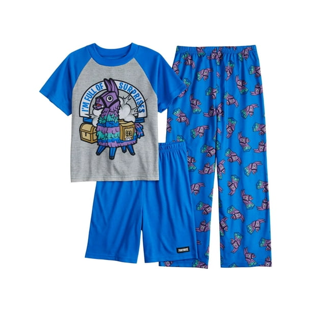 Fortnite - Fortnite Boys Blue Loot Pinata Llama 3 Piece Pajama Sleep ...