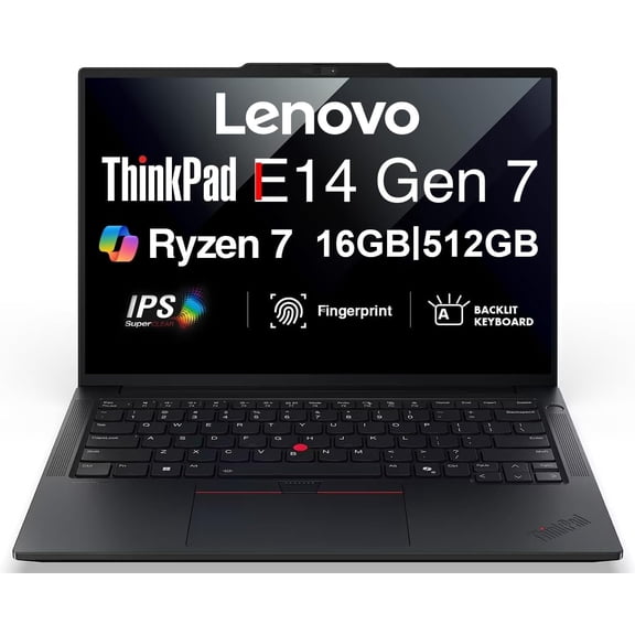 Lenovo ThinkPad E14 14in WUXGA Laptop Ryzen 7 250 16GB DDR5 512GB SSD Win11 Pro w/DKZ USB Hub