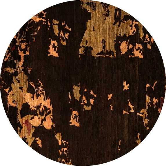 Ahgly Company Indoor Round Abstract Orange Modern Area Rugs, 8' Round