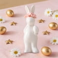 thumbnail image 4 of Japceit Easter Decorative Ceramic Bunny, Glazed Rabbit Figurine for Interior Decor and Gift, Small Table Ornament for Entryway, Desk, Bookshelf, and Spring Home Accent, 4 of 6
