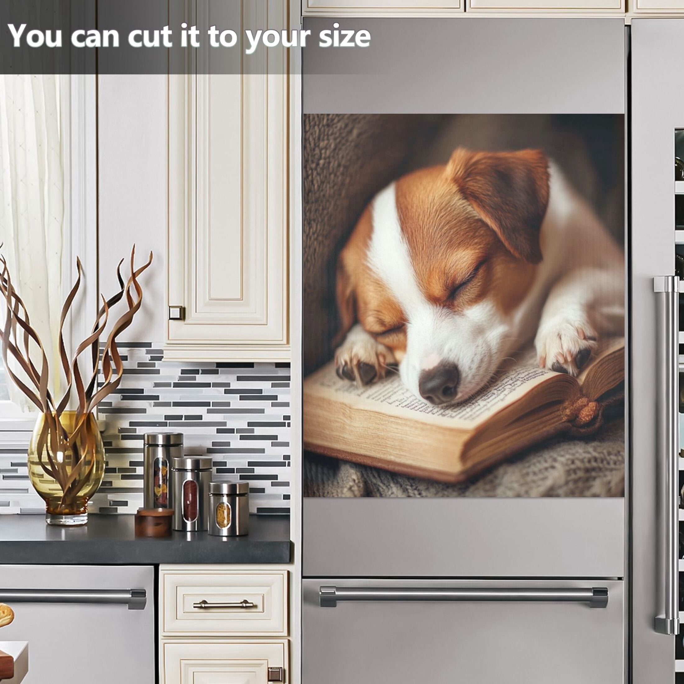 Dishwasher Magnetic Sticker 23x26 Inch Refrigerator Magnetic Sticker Washing Machine Magnetic Sticker Kitchen Panel Magnetic Sticker Home Decor Sleeping Cute Dog