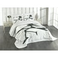 thumbnail image 3 of Ambesonne Music Quilted Bedspread Set 3 Pcs, Witch on Guitar, King Size, Black White, 3 of 5