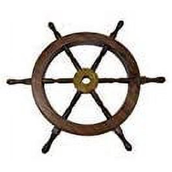 Sheesham Wood Ship Wheel, 18" - Nautical Decor