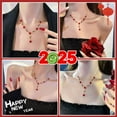 thumbnail image 2 of Collier Collier Rose Fleur Boucles d'Oreilles Ensemble Coloré L5Z8 Fête Femmes Y9B0, 2 of 7