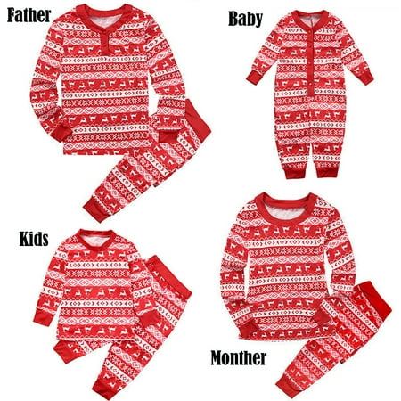 

Biekopu 2Pcs Family Causal Red Deer Pajamas Set Dad Mom Kids Baby Christmas Sleepwear Nightwear Tops Pants Outfits 1-18Mths 2-14T