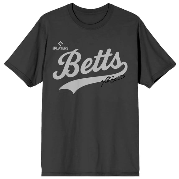 MLBPA Mookie Betts 50 Adult Charcoal Crew Neck Short Sleeve T-shirt-3XL