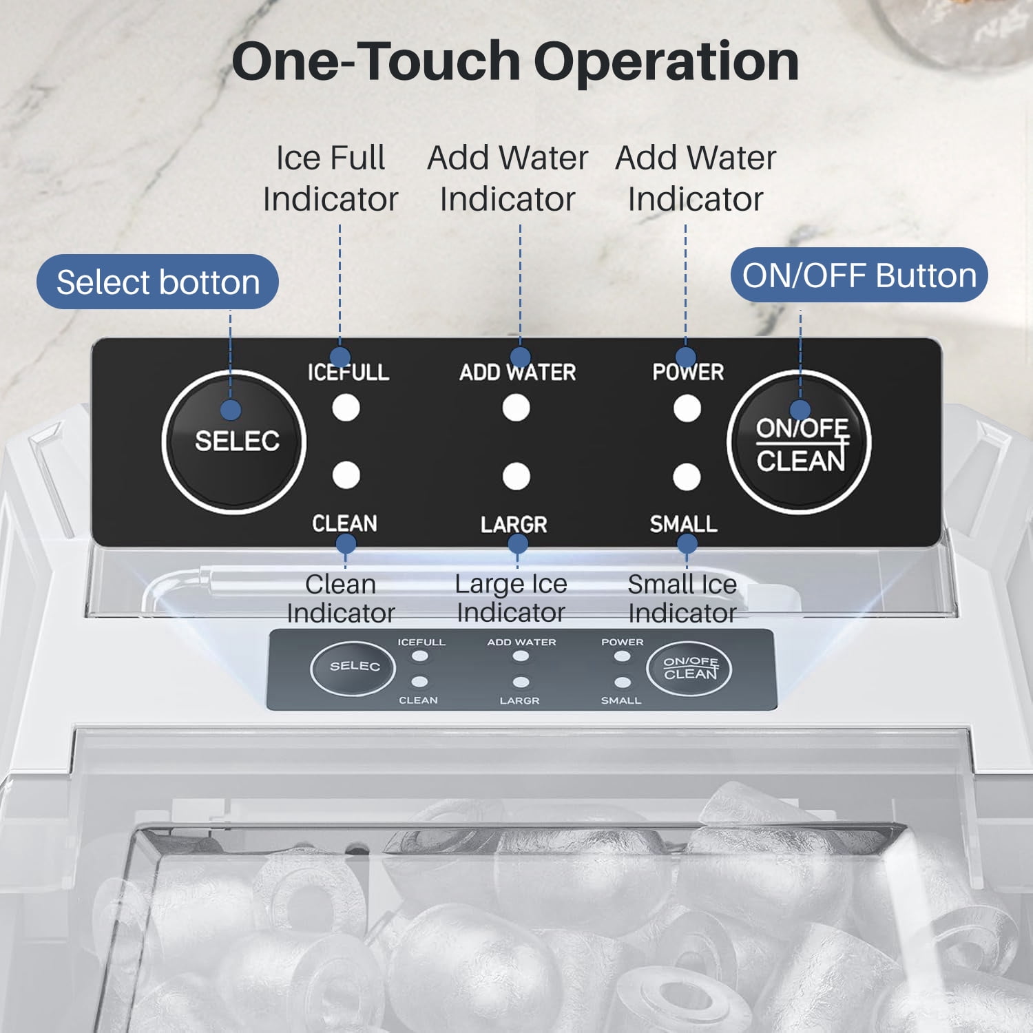 TINKLE WELL Portable Ice Maker, Countertop Self-Cleaning Machine with Ice Scoop & Basket, Ideal for Home, Kitchen, and Parties, White