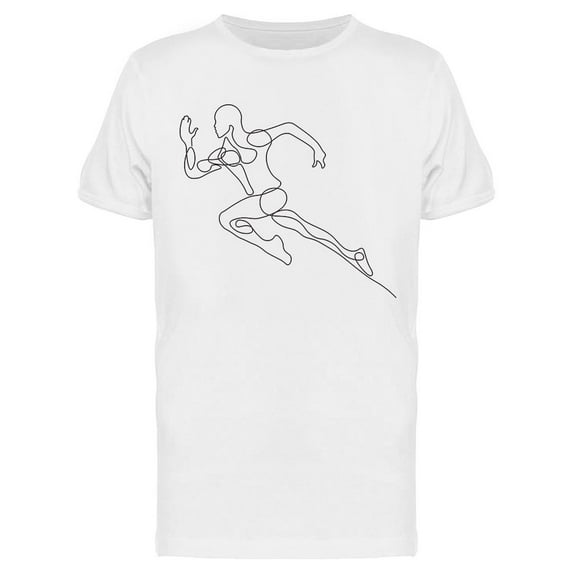 Continuous Line Running Man T-Shirt Men -Image by Shutterstock, Male Large