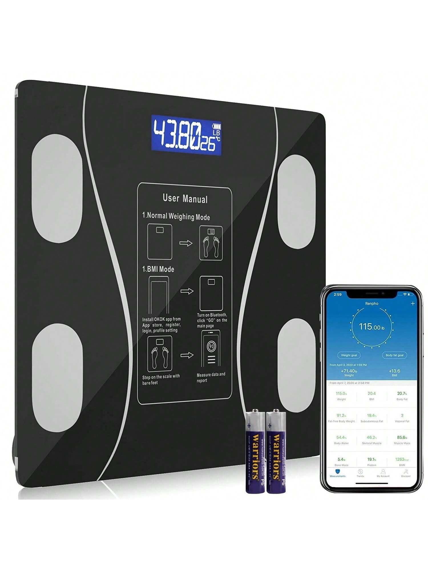 Smart Digital Bathroom Scale With LCD Display And Mobile Application Battery Powered Daily Weight Tracking Essential Home Fitness Tool Home