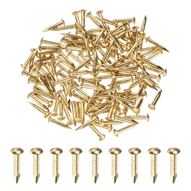 Uxcell 100-Pack Clavos Pequeños, Clavos de Latón de 1.5mm x 10mm con Cabeza Redonda