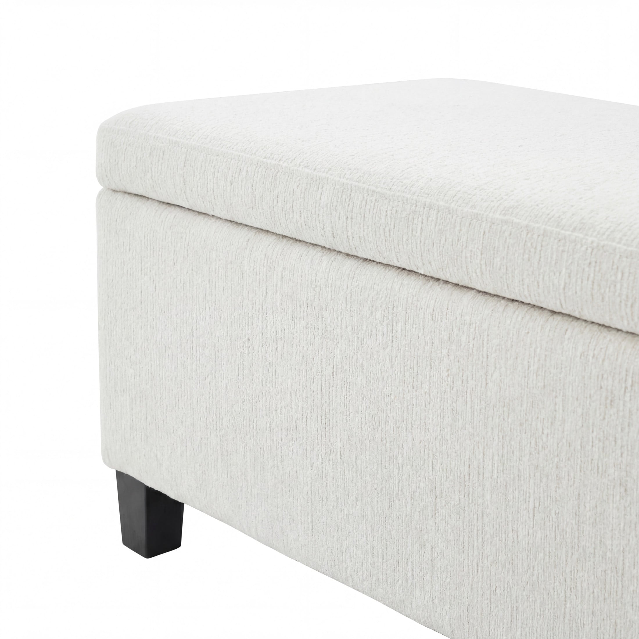 Christopher Knight Home Storage Ottoman Bench with Rubberwood Legs, Lift-Top Design, White