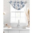 thumbnail image 4 of Waterfall Valances for Windows, Navy Blue Grey Leaves Kitchen Sheer Valance Curtains, Summer Tropical Plant Aesthetics Rod Pocket Elegant Swag Valances for Living Room Bedroom, 47.2"x38.5", 1 Panel, 4 of 8