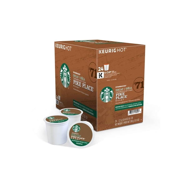 Starbucks Pike Place Decaffeinated Coffee Single-Serve K-Cup, 24 Count ...