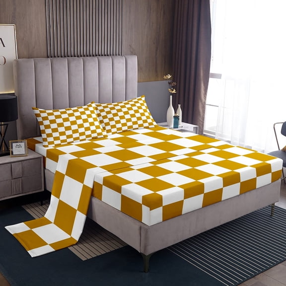 Erosebridal Plaid Buffalo Bed Sheets Set Twin Size, Checkered Bed Sheets Twin, Rectangle Room Decor 3 Pieces