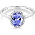 thumbnail image 2 of Gems Jewels 14K White Gold Plated 2 Ct Oval Cut Tanzanite Halo Christmas Wedding Engagement Thanksgiving Ring 925 Sterling Silver For Women's -8.5, 2 of 3