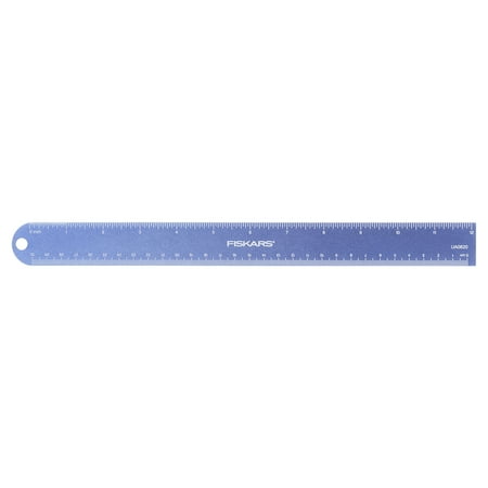 Fiskars Metal Ruler for Measuring, 12" Ruler, School Supplies, Metallic Blue