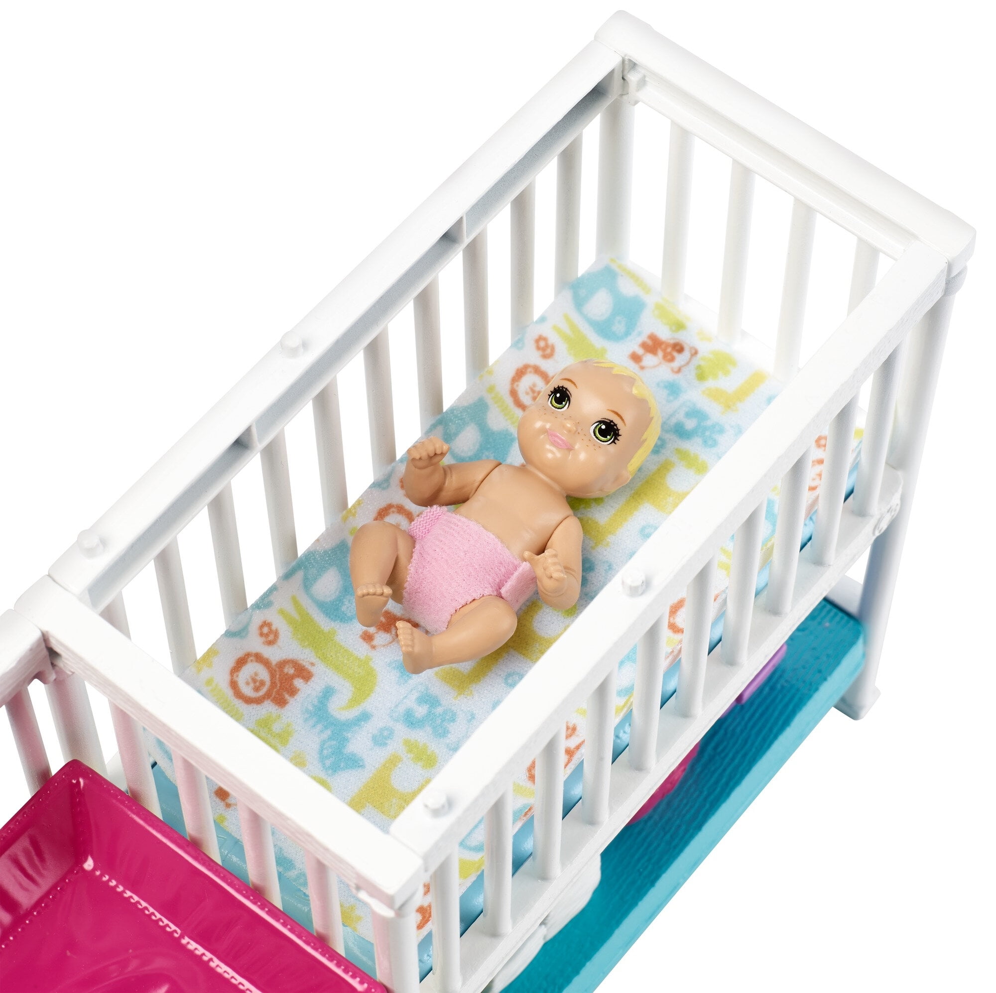 Crib Doll 2 Baby Dolls Barbie Nursery Playset with Skipper Babysitters Inc 
