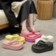 thumbnail image 4 of Chanclas de plataforma de cuña para mujer, chanclas de verano para exteriores, chanclas de EVA con realce, sandalias de playa, 4 of 5