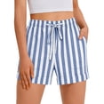 thumbnail image 4 of Womens Cotton Linen Summer Striped Shorts Elastic High Waisted Drawstring Casual Shorts Y2k Beach Vacation Clothes, 2XL, 4 of 4