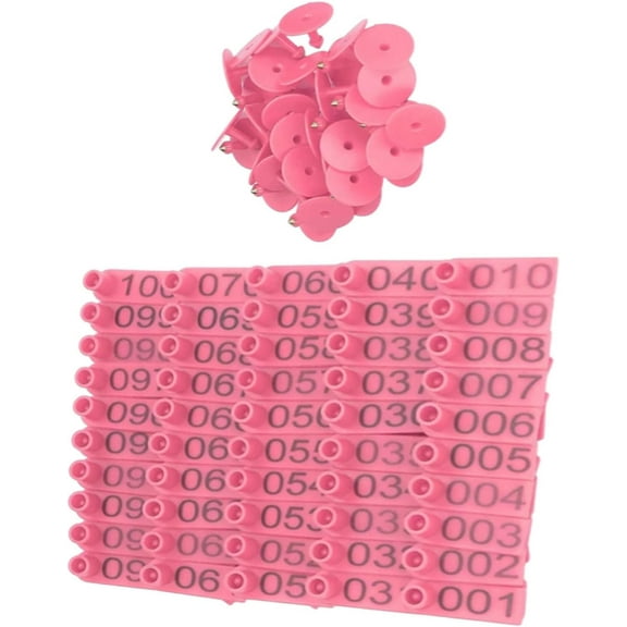 Ear Tag 100pcs 001-1000 Plastic Livestock Ear Tags Sheep Ear Tags Livestock Identification Tags Goat Tags for Ears Pink 701-800
