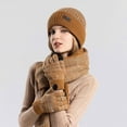 thumbnail image 2 of UJNDER Slouchy Hat Winter Knitted Hat Scarf and Glove Sets Ideal for Both Men and Women Khaki, 2 of 5